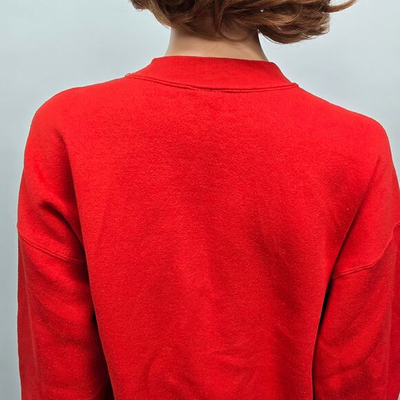 Vintage 90s Miller Sweatshirt XL Joy Teddy Bear Christmas USA Made Mockneck Red - Picture 9 of 11